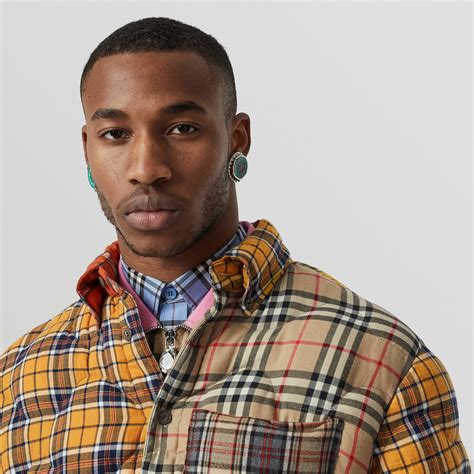 burberry contrast check cotton flannel puffer overshirt|Men’s Designer Shirts .